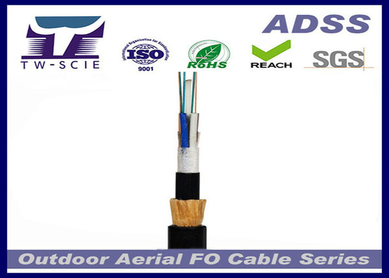 Supporto corazzato ADSS aereo di auto del cavo a fibre ottiche della portata della Cina di Aramid di forza lunga del filato