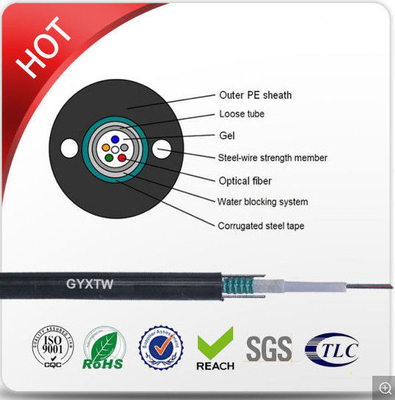 Tipo GYXTW leggero di Unitube del cavo a fibre ottiche corazzato G652D del rivestimento del PE