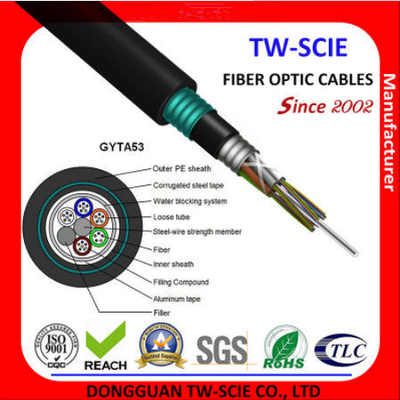36 guaina esterna sciolta del cavo a fibre ottiche GYTA53 PBT della metropolitana di sepoltura diretta del cavo armato del ofc dei centri altamente durevole