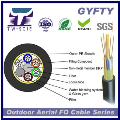 2-144 cavo a fibre ottiche corazzato del filato di vetro dei centri, cavo a fibra ottica della rete di GYFTY-FS