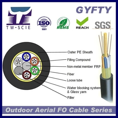 Cavo di Ethernet a fibra ottica corazzato del multi filato di vetro aereo all'aperto del centro di GYFTY-FS