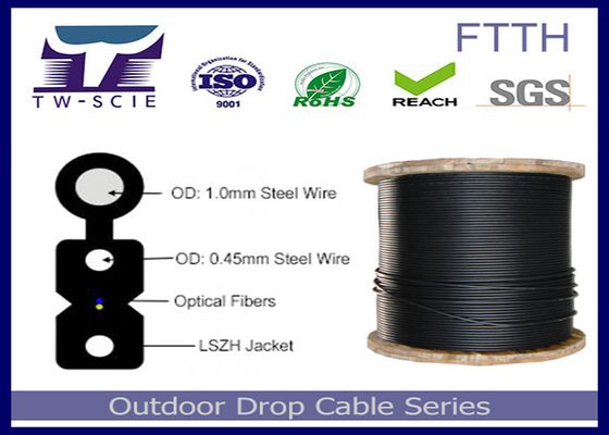 1-4 il cavo flessibile FRP del centro FTTH/il membro forza dell'acciaio ha coperto il cavo ottico piano