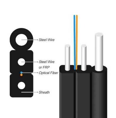 FTTH Indoor Outdoor GJYXCH Fibra ottica Cavo a goccia in fibra ottica FRP/acciaio G657A 1 2 4 Core Single Mode LSZH Jacket Fibra ottica