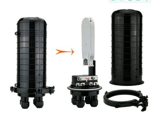 Tipo orizzontale colore nero della chiusura del giunto del cavo a fibre ottiche dei 36 centri