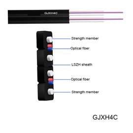 Cavo a fibre ottiche dell'interno di singolo modo del centro del cavo flessibile 2 del cavo flessibile FTTH di GJXH4C