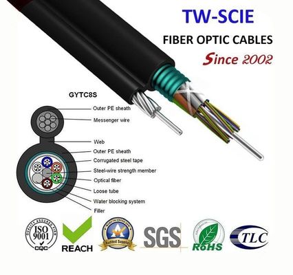OEM 8 12 24 figure aeree autosufficienti 8 cavo a fibre ottiche (GYTC8S) del centro FIG8