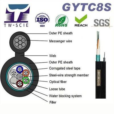 OEM 8 12 24 figure aeree autosufficienti 8 cavo a fibre ottiche (GYTC8S) del centro FIG8