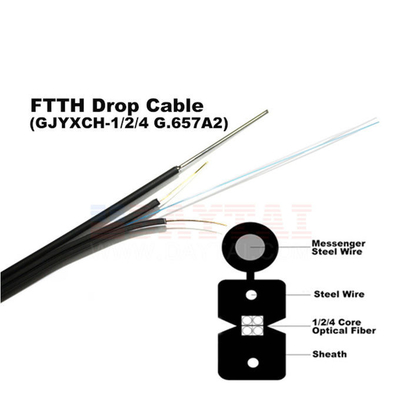 Figura autosufficiente all'aperto 8 di singolo modo del centro del cavo flessibile 1/2/4 di GJYXCH FTTH